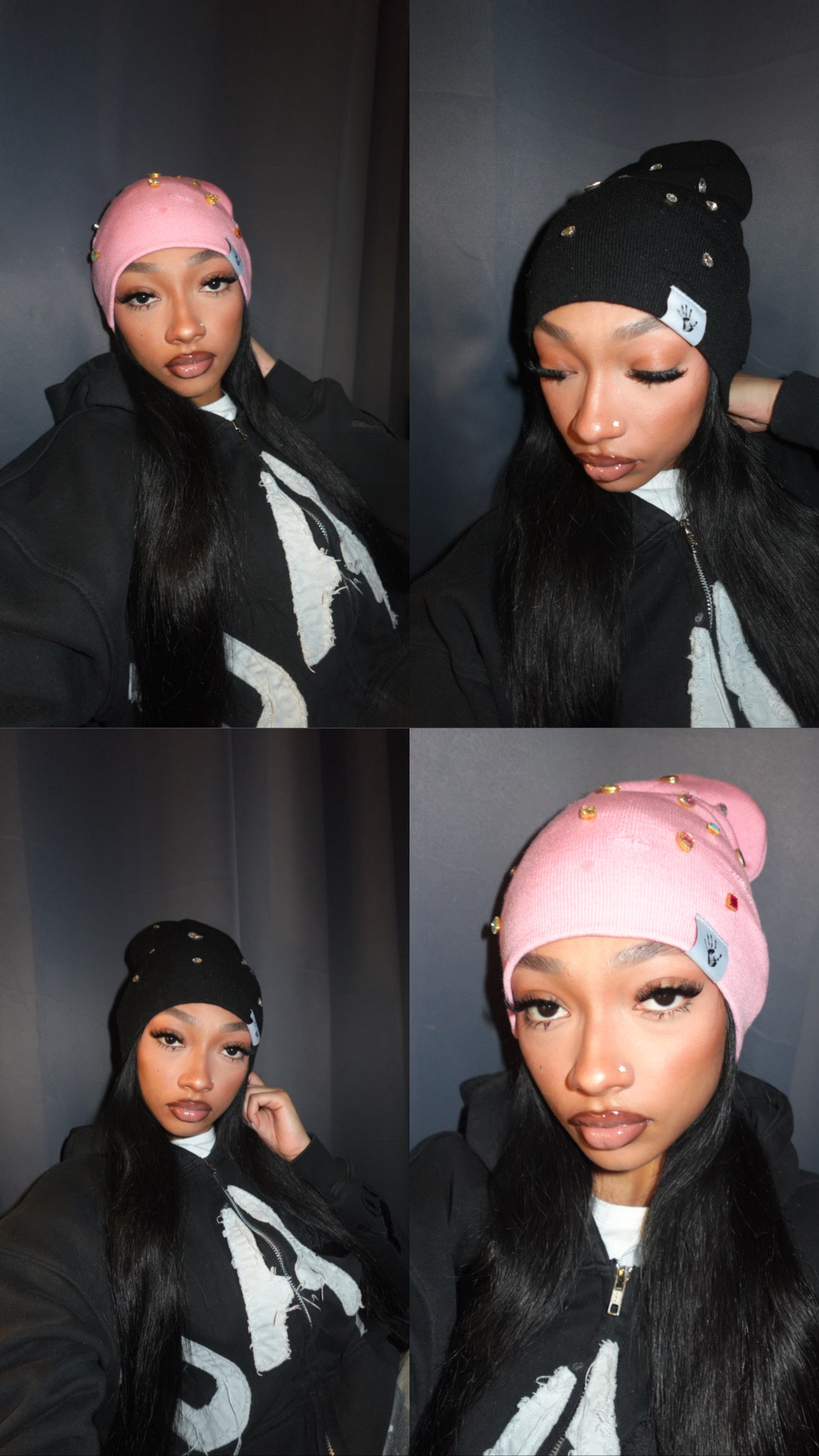 HALO RHINESTONE BEANIES (PRE-ORDER)