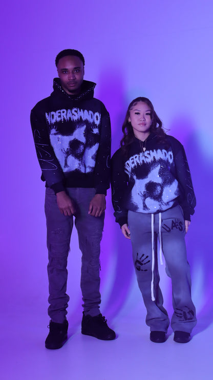 “A WORLD BETWEEN” RHINESTONE HOODIES